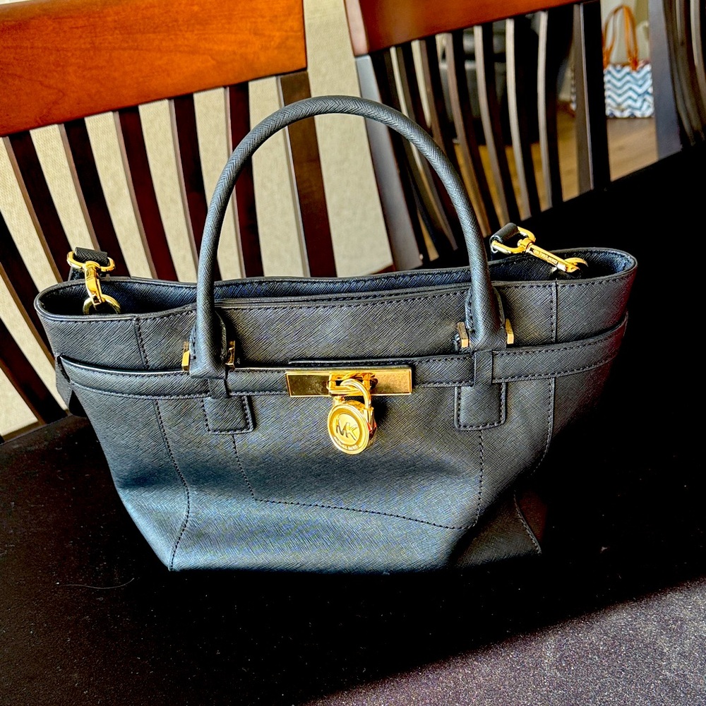 Michael Kors Black Handbag with Gold Accents